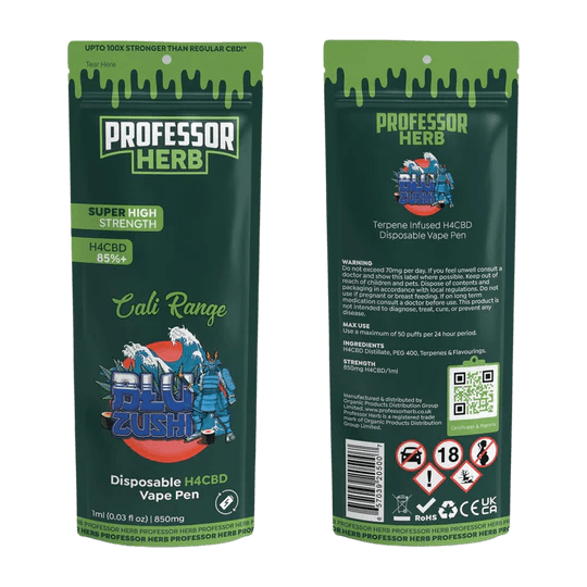 Professor Herb Blu Zushi H4CBD Disposable Vape 85%+ 850Mg – Royal 