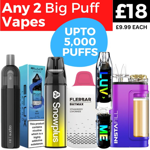 Any 2 for £18 | Big Puff Disposable Vapes Royal Vapes