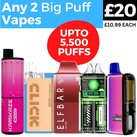 Any 2 for £20 | Big Puff Disposable Vapes Royal Vapes