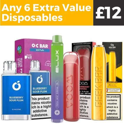 Any 6 for £12 | Extra Value Disposable Vapes Royal Vapes