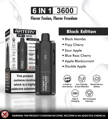 Black Edition (Multi Flavour) 6-in-1 Disposable