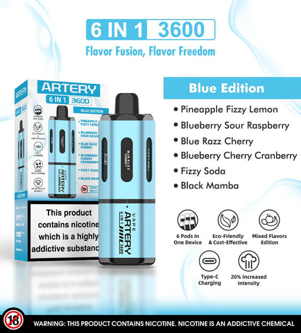 Blue Edition (Multi Flavour) 6-in-1 Disposable