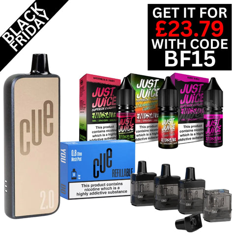 Cue 2.0 Pod Kit +4 Pods +3 Just Juice Nic Salts Bundle