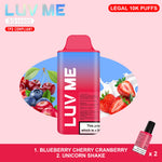 LUV ME 10K Blueberry Cherry Cranberry & Unicorn Shake Disposable Vape