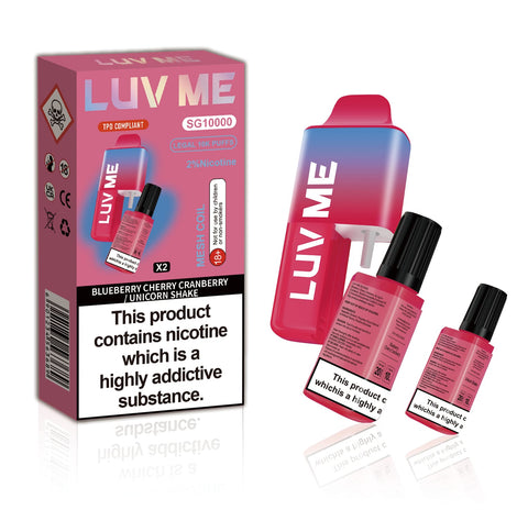 LUV ME 10K Blueberry Cherry Cranberry & Unicorn Shake Disposable Vape