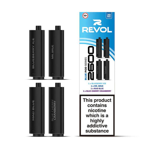 Revol 2600 Blue Series (Multi Flavour) 2600 Prefilled Pods (4 Pack)