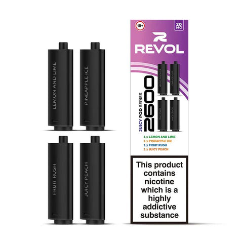 Revol 2600 Juicy Series (Multi Flavour) 2600 Prefilled Pods (4 Pack)
