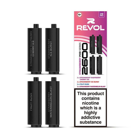 Revol 2600 Strawberry Series (Multi Flavour) 2600 Prefilled Pods (4 Pack)