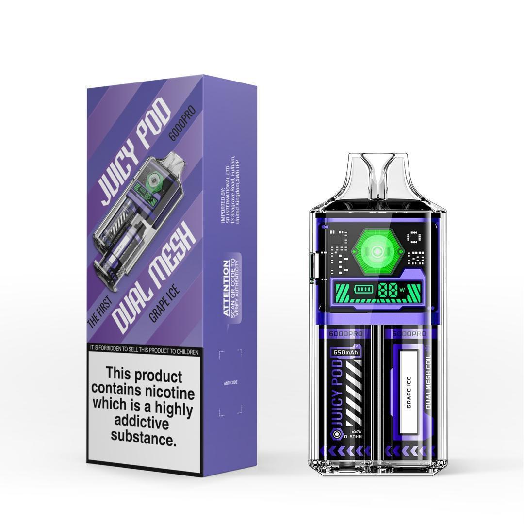 Juicy Pod 6000 Pro Grape Ice 6000 Disposable Vape – Royal Vapes